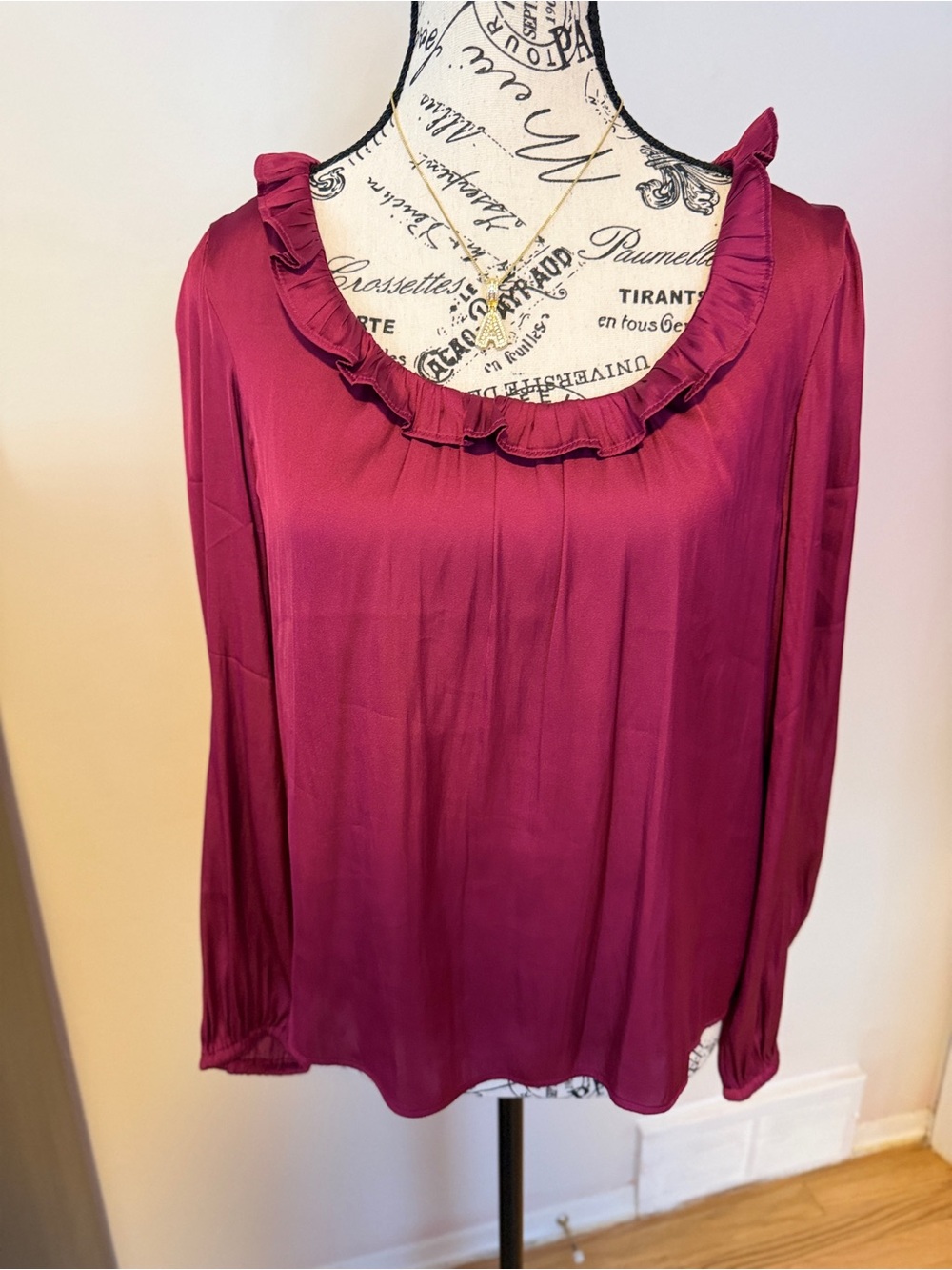 J Crew Women’s Ruffle Scoop Neck Blouse - Berry